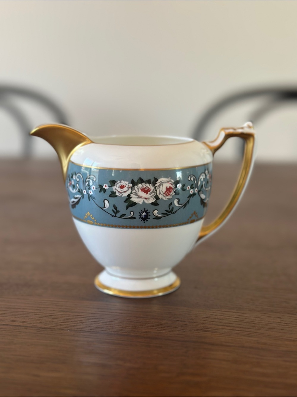 Blue Floral Gold-Trim Porcelain Creamer - Picture 3 of 9